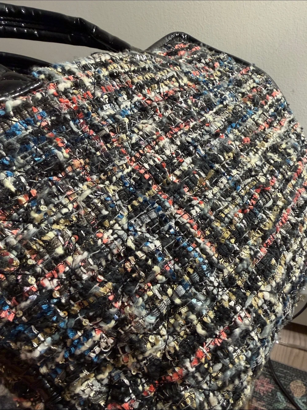 MZ Wallace Medium Box Tote in a multicolored tweed fabric also a crossbody - Picture 3 of 9